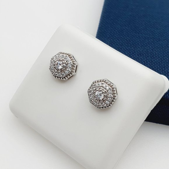 "925 Sterling Silver Plated CZ Earrings, EVBRS417 - Picture 4 of 10